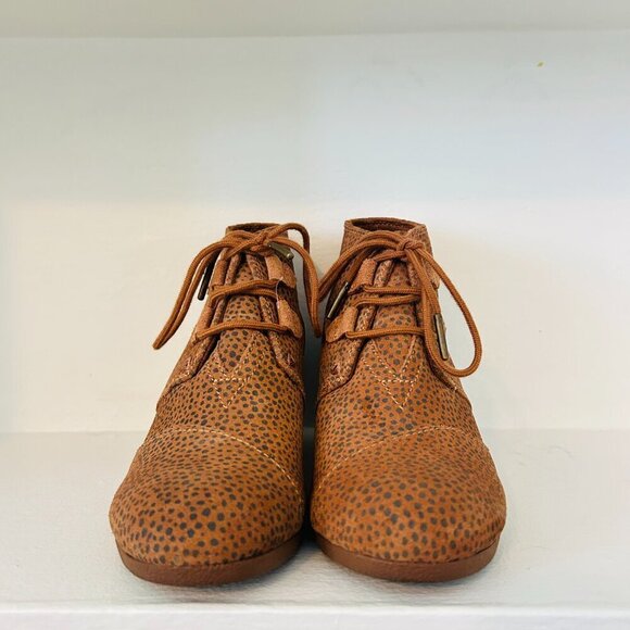 Toms Kala Desert Wedge Booties Womens Size 7 Brown Leopard Print Shoes Bootie - Picture 8 of 9